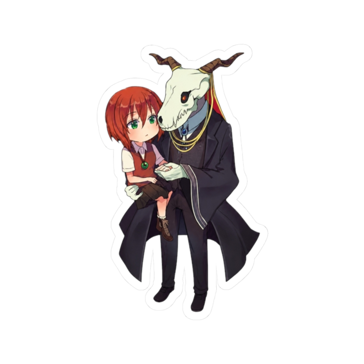 Mahoutsukai no Yome - The Ancient Magus Bride Hatori Chise & Elias Ainsworth Anime Chibi Fanart Sticker | The Ancient Magus' Bride - alternate angle 3, merchandise